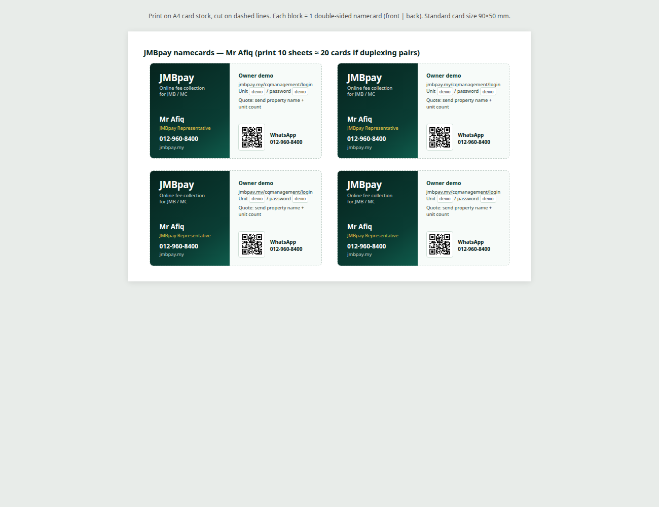 Namecard preview